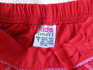 Kids Stuff Girls Red Shorts Size 1