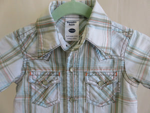 Pumpkin Patch Boys Button Up Shirt Size 0-3 Mths