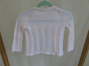 Pale Pink Hand Knit Cardigan  Size 0-3 Mths