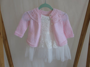 Pink Hand Knit Cardigan  Size 0-3 Mths