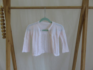 Pale Pink Hand Knit Cardigan  Size 0-3 Mths