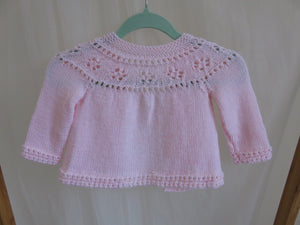 Pink Hand Knit Cardigan  Size 0-3 Mths