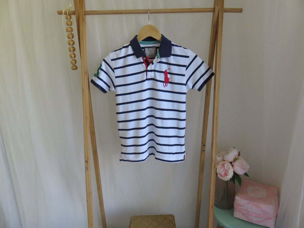 Ralph Lauren Polo Shirt Blue Stripes Size 12